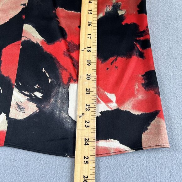 Moschino Cheap And Chic Silk Abstract Floral Red Key Hole Cap Sleeve Blouse‎ 8 - Picture 8 of 16